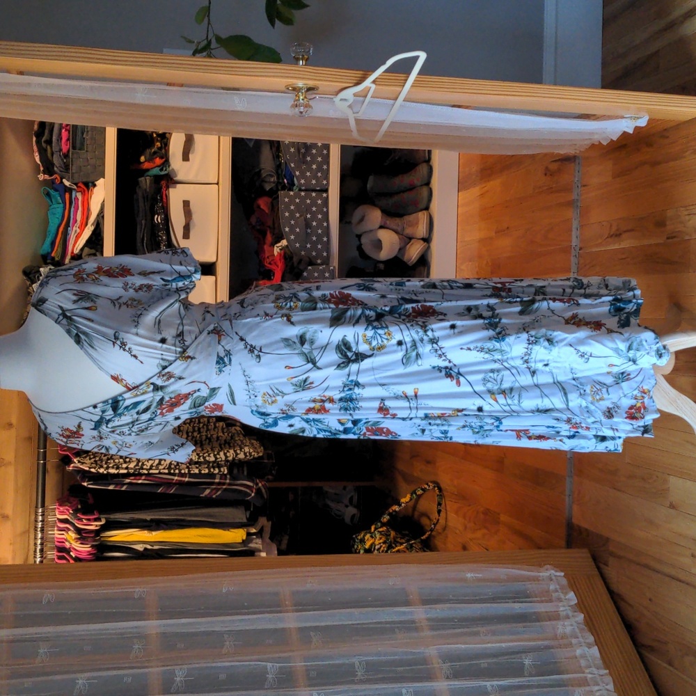 White and floral summer wrap dress